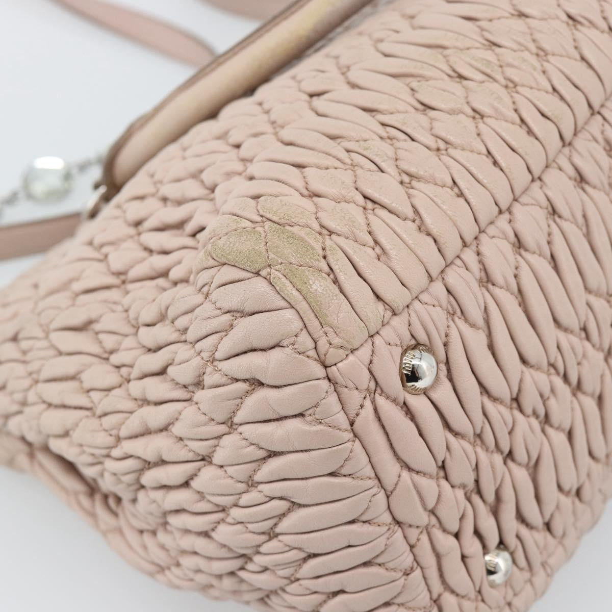 Miu Miu Crystal Tote Matelasse Leather Pink Leather Shoulder Bag Bag (Pre-Owned)