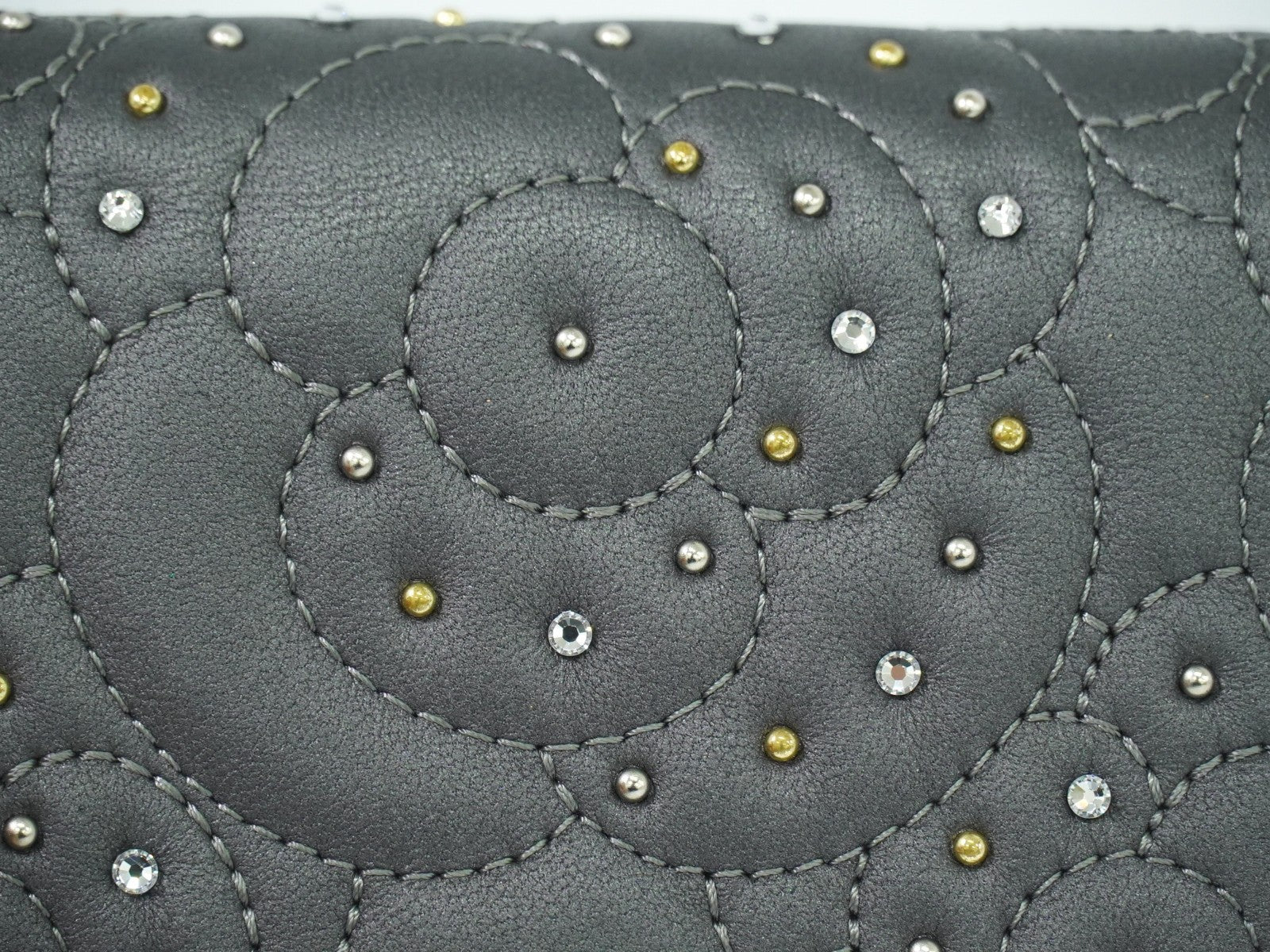 Chanel Camellia Flap Studded Camellia Lambskin Gray Leather Wallets Accessory (Pre-Owned)