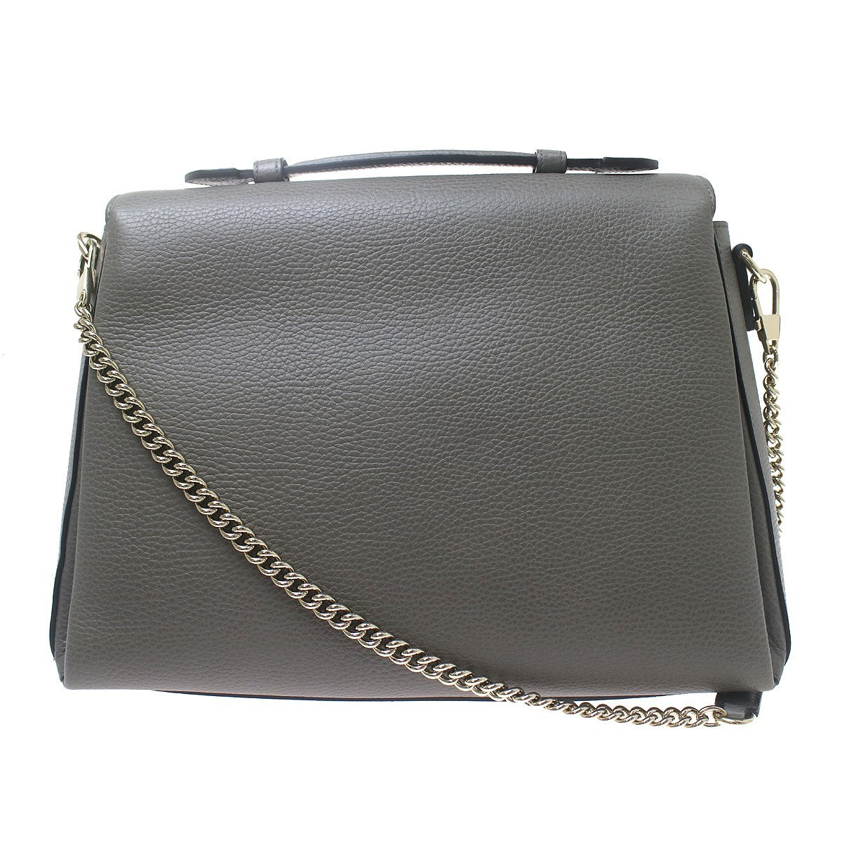 Gucci Interlocking Top Handle Leather Gray Leather Shoulder Bag Bag (Pre-Owned)