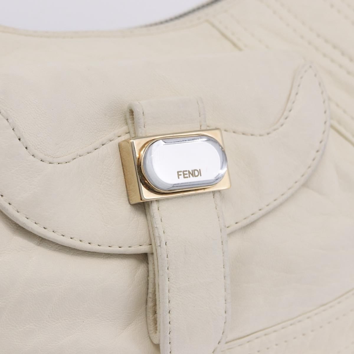Fendi Spy Pocket Hobo Leather White Leather Handbag (Pre-Owned)
