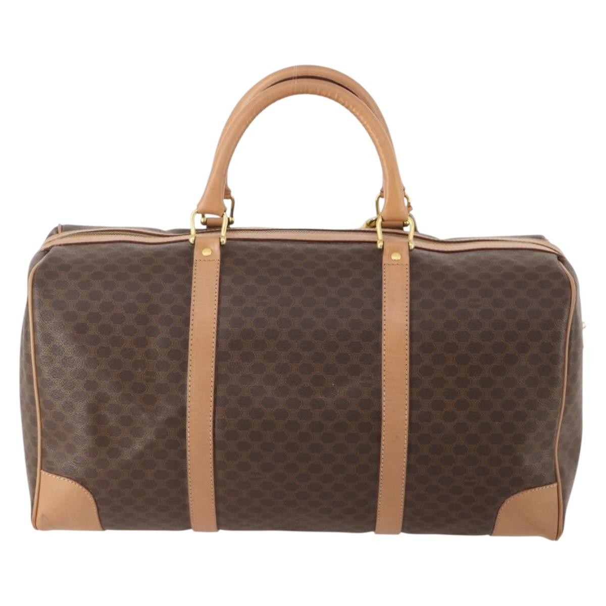 Celine Vintage Duffle Canvas And Leather Brown Canvas Travel Bag Bag (Pre-Owned)