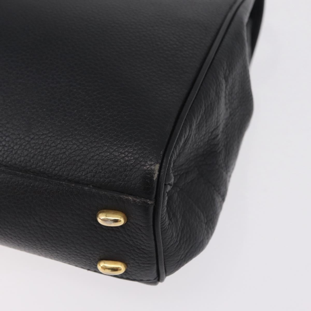 Celine Top Handle Leather Black Leather Handbag (Pre-Owned)