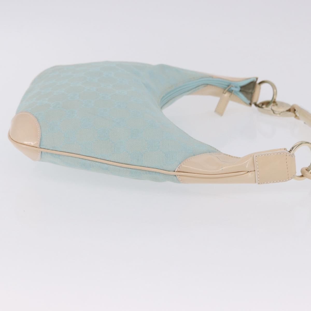 Gucci Vintage Zip Hobo Gg Canvas And Patent Blue Canvas Shoulder Bag Bag (Pre-Owned)