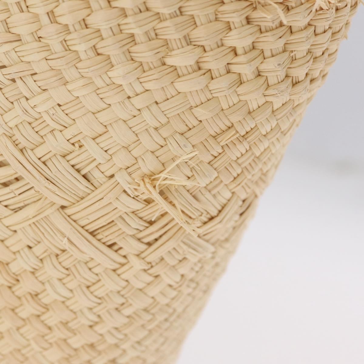 Loewe Anagram Basket Raffia Beige Wood Tote Bag Bag (Pre-Owned)