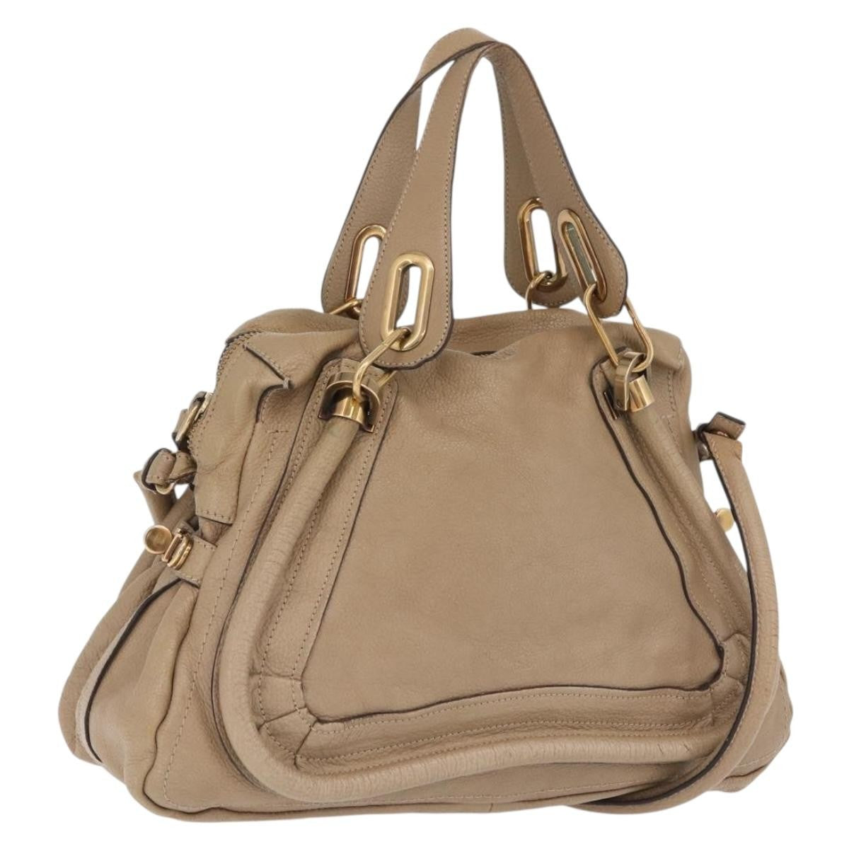 Chloe Paraty Top Handle Leather Beige Leather Handbag (Pre-Owned)