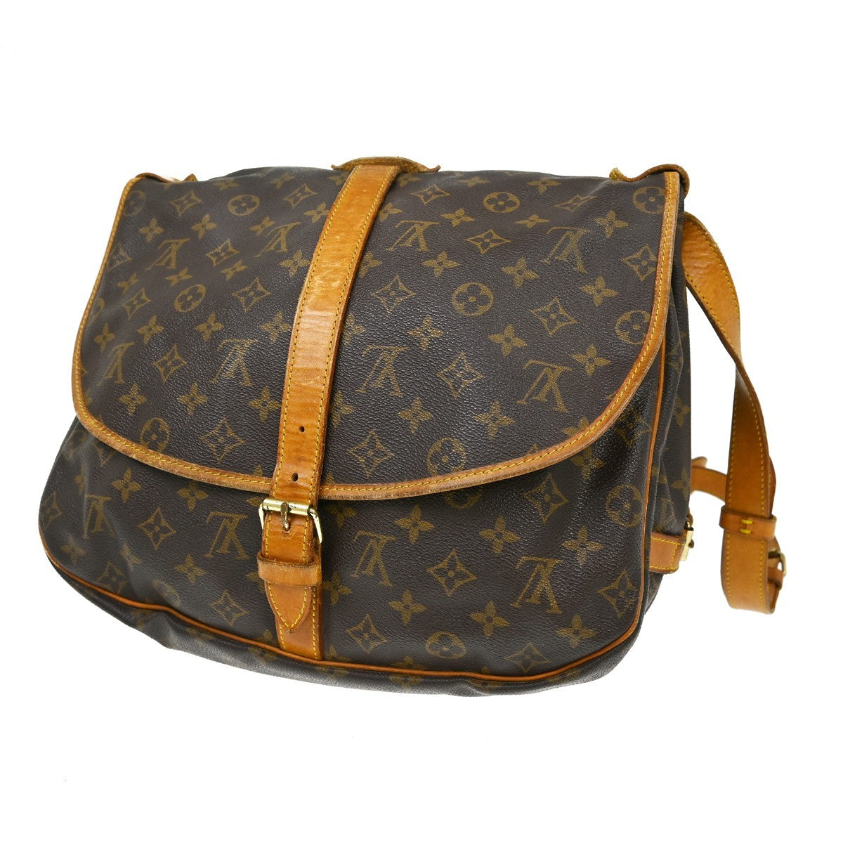 Louis Vuitton Saumur Monogram Canvas Brown Canvas Shoulder Bag Bag (Pre-Owned)