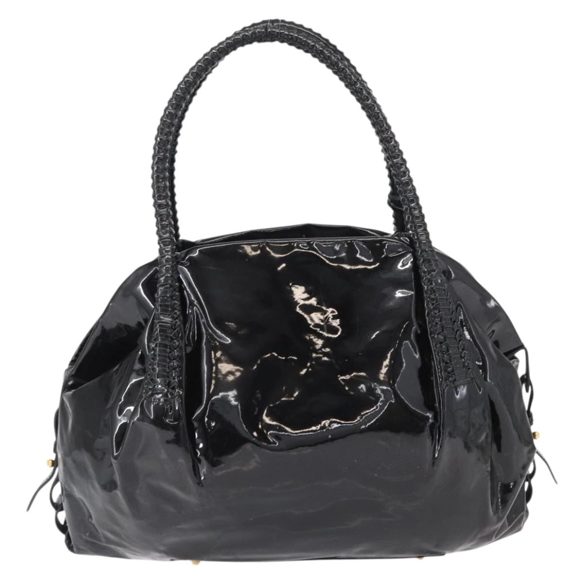 Salvatore Ferragamo Gancini Tote Patent Leather Black Patent_Leather Tote Bag Bag (Pre-Owned)
