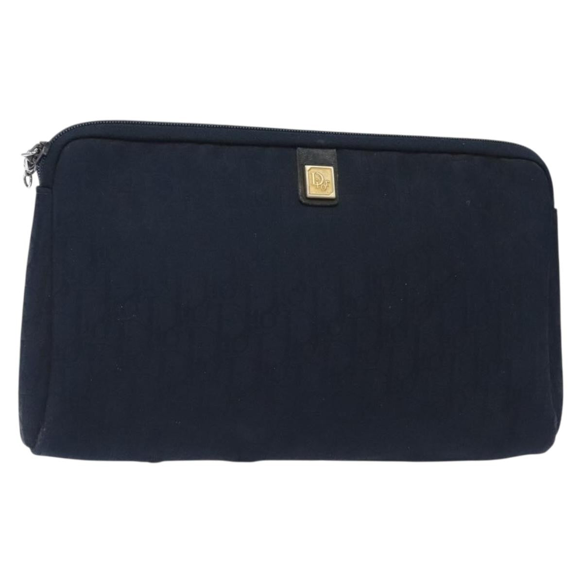 Christian Dior Vintage Trotter Embroidered Diorissimo Canvas Navy Canvas Clutche & Pouche Bag (Pre-Owned)