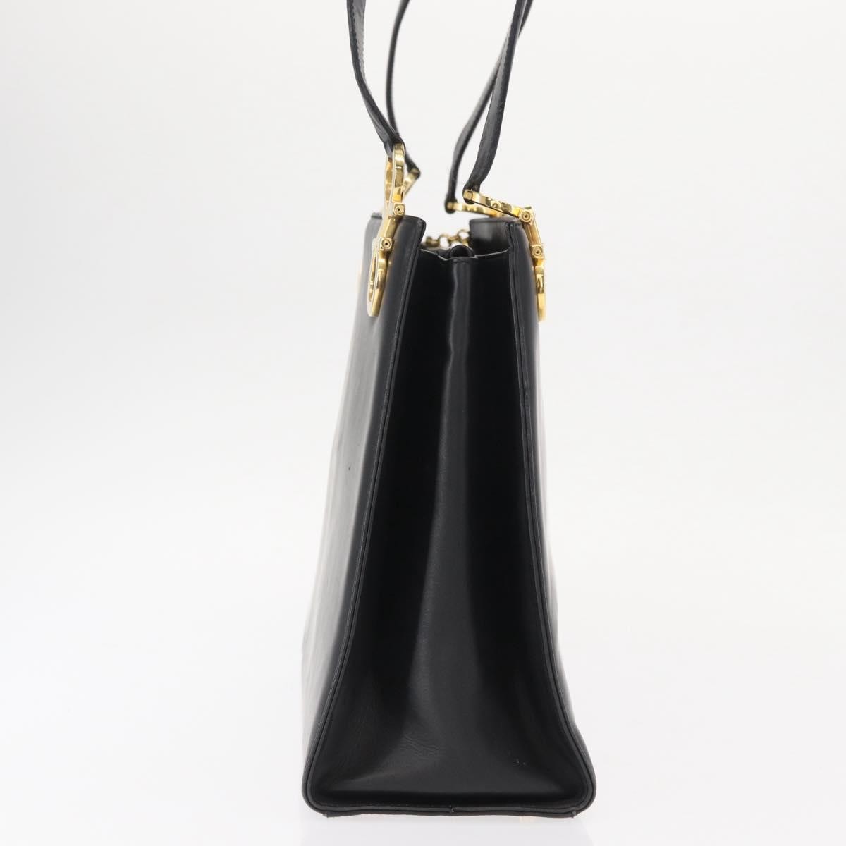 Salvatore Ferragamo Gancini Leather Black Leather Shoulder Bag Bag (Pre-Owned)
