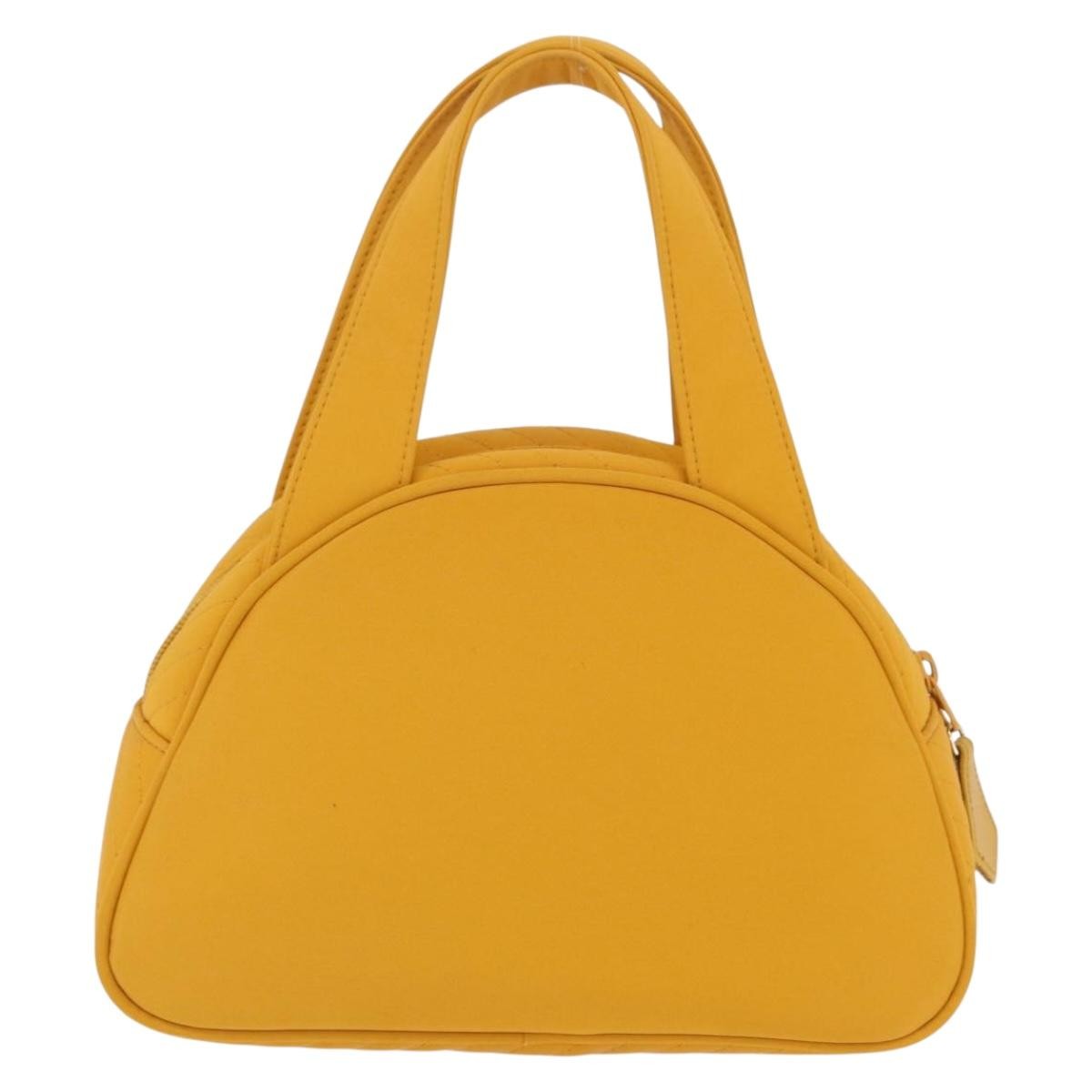 Saint Laurent Vintage Quilted Top Handle Bag Nylon Yellow Nylon Handbag (Pre-Owned)