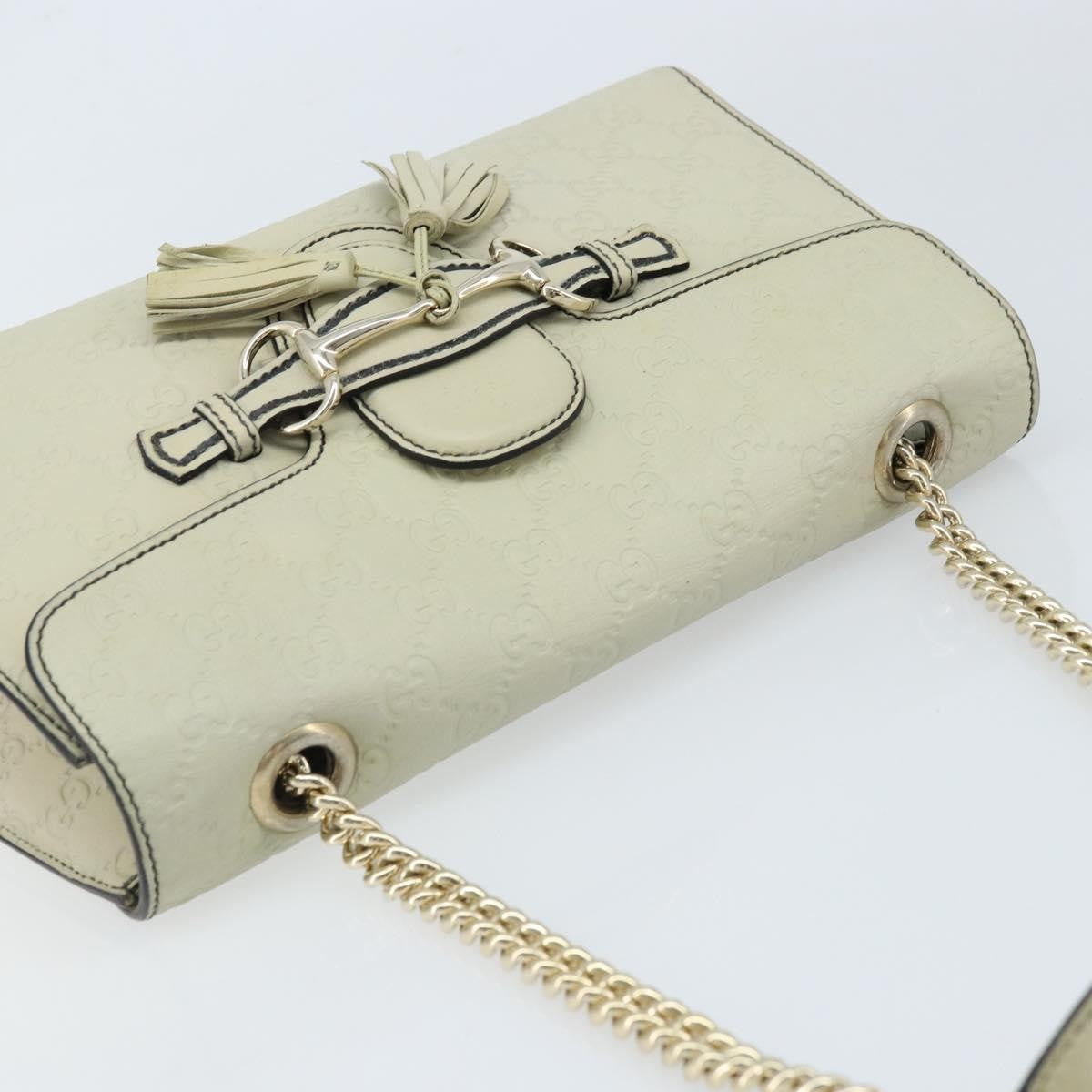 Gucci Emily Chain Flap Guccissima Leather Beige Leather Shoulder Bag Bag (Pre-Owned)