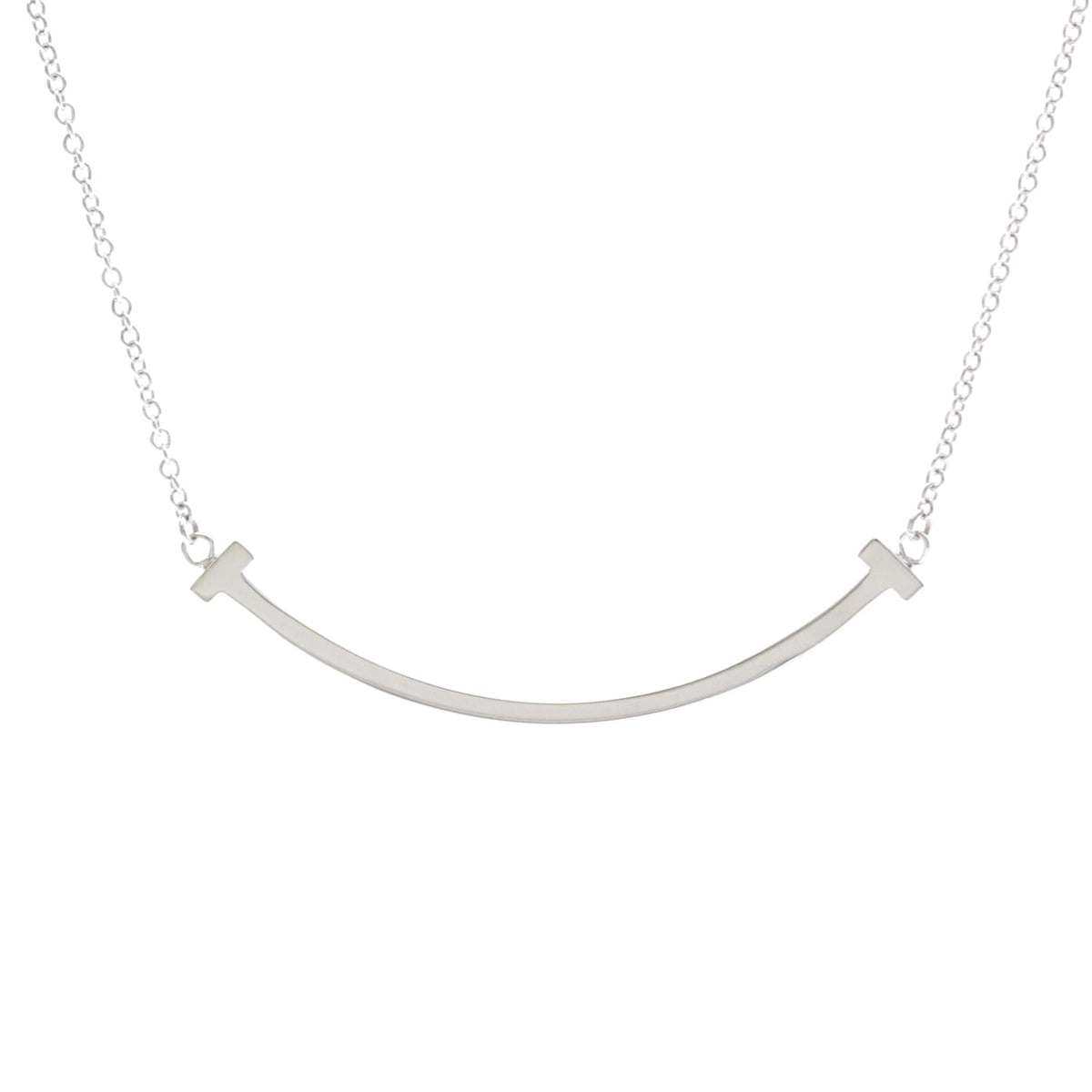 Tiffany & Co. T Smile Pendant 18K White Gold Silver White_Gold Necklace Jewelry (Pre-Owned)