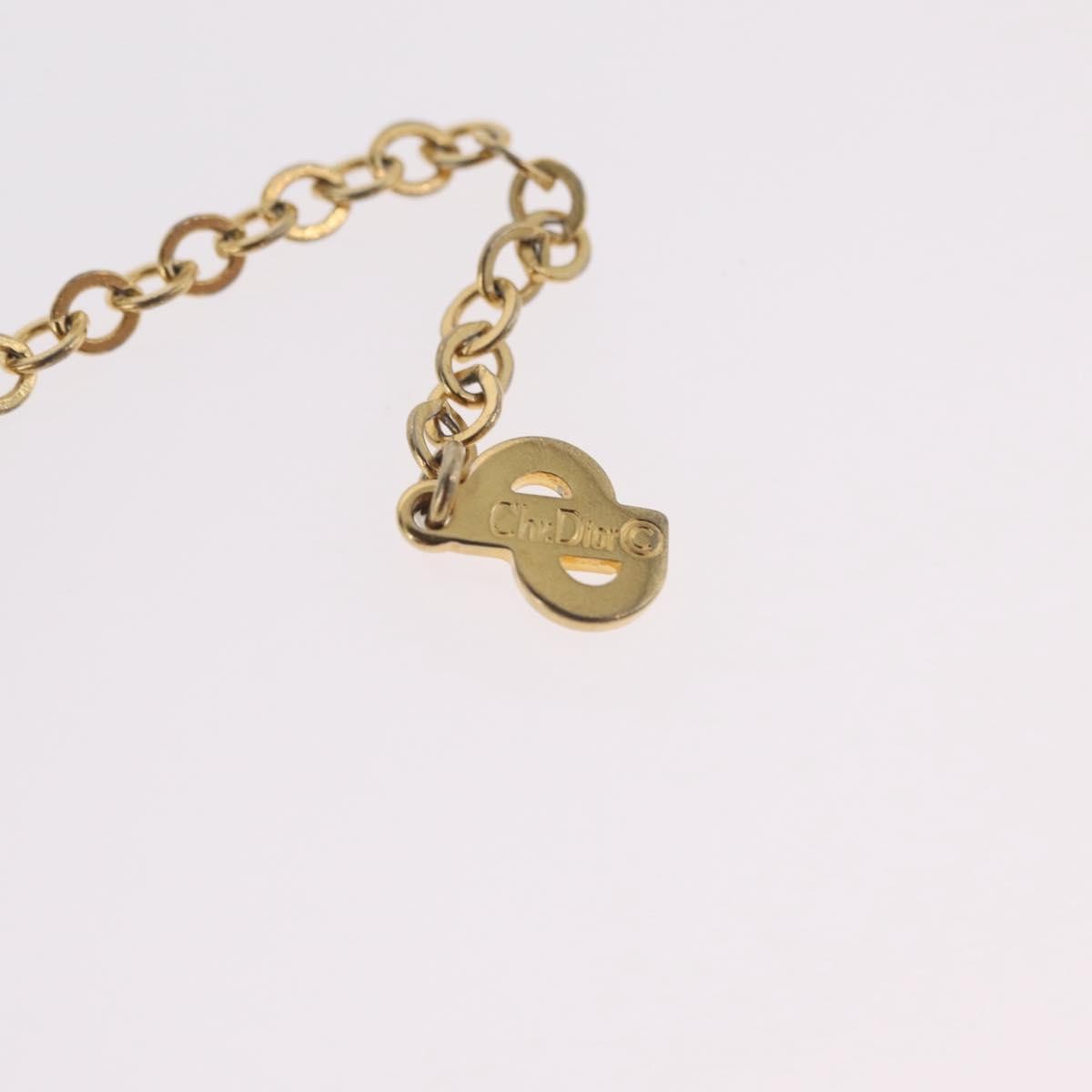 Christian Dior Vintage Cd Pendant Metal With Crystals Gold Metal Necklace Jewelry (Pre-Owned)