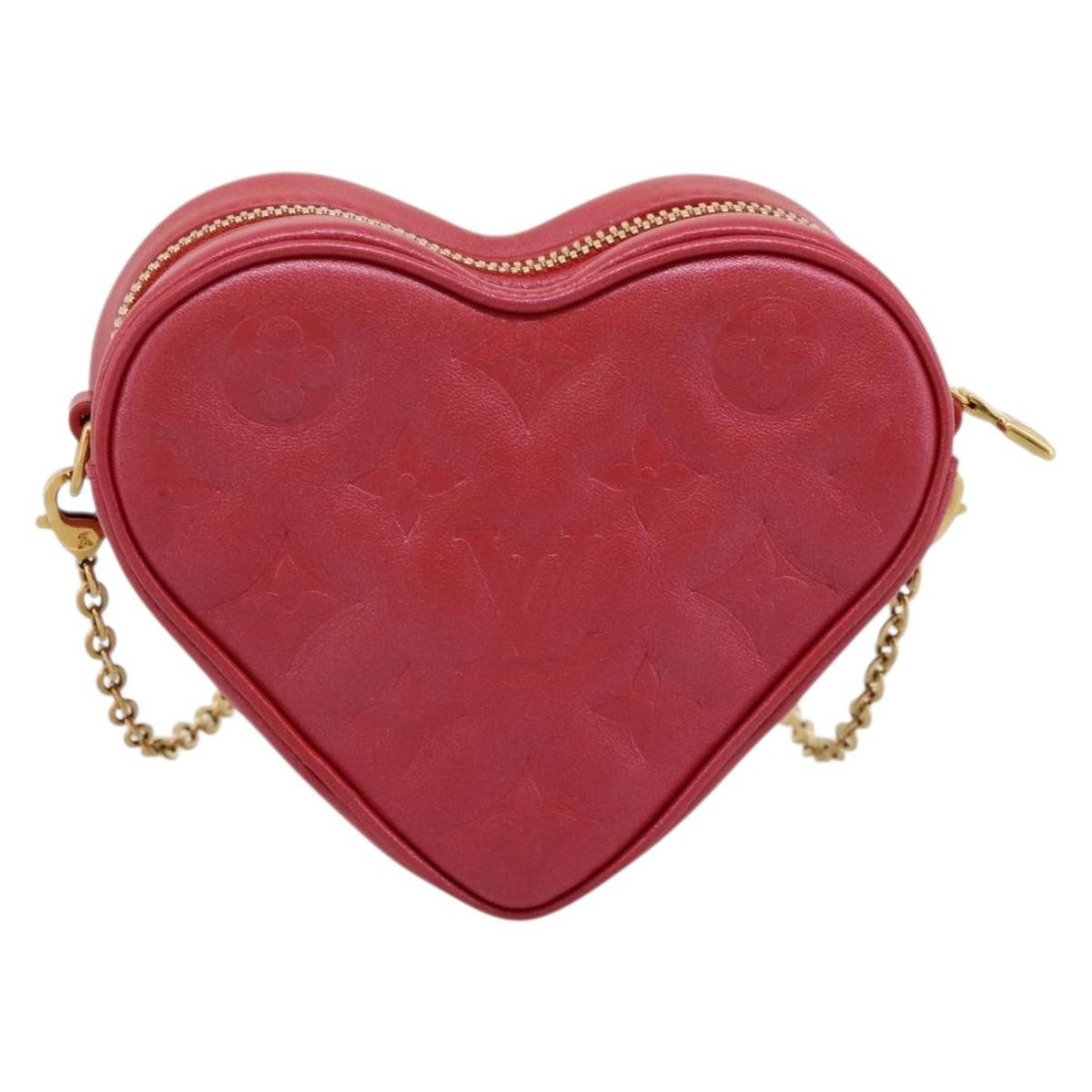 Louis Vuitton Coeur Heart On Chain Monogram Embossed Lambskin Red Leather Clutche & Pouche Bag (Pre-Owned)