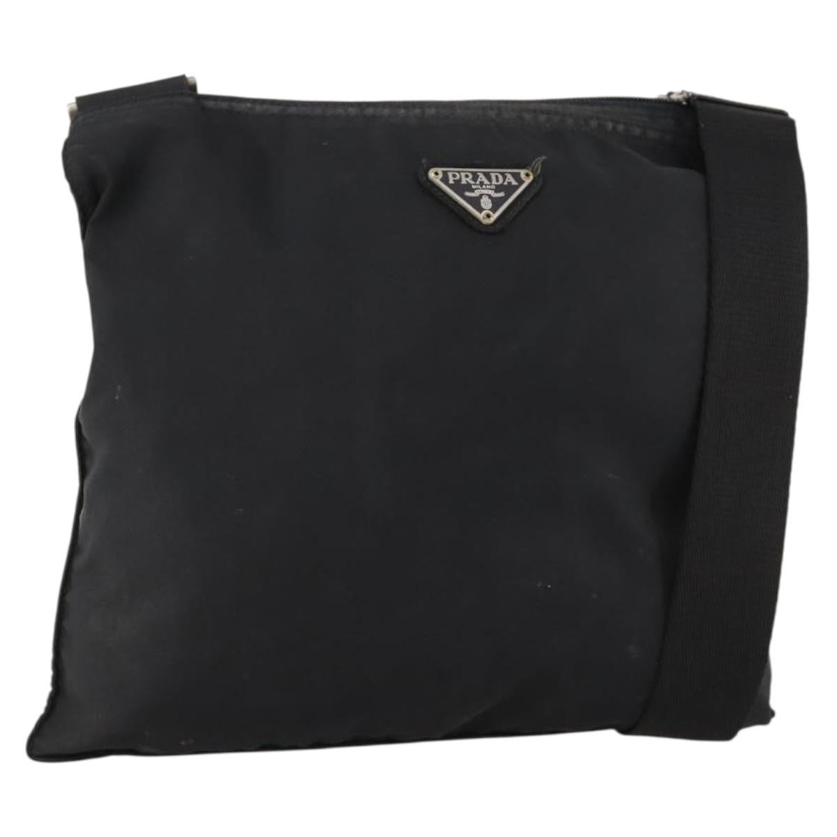 Prada Flat Messenger Tessuto Black Nylon Shoulder Bag Bag (Pre-Owned)