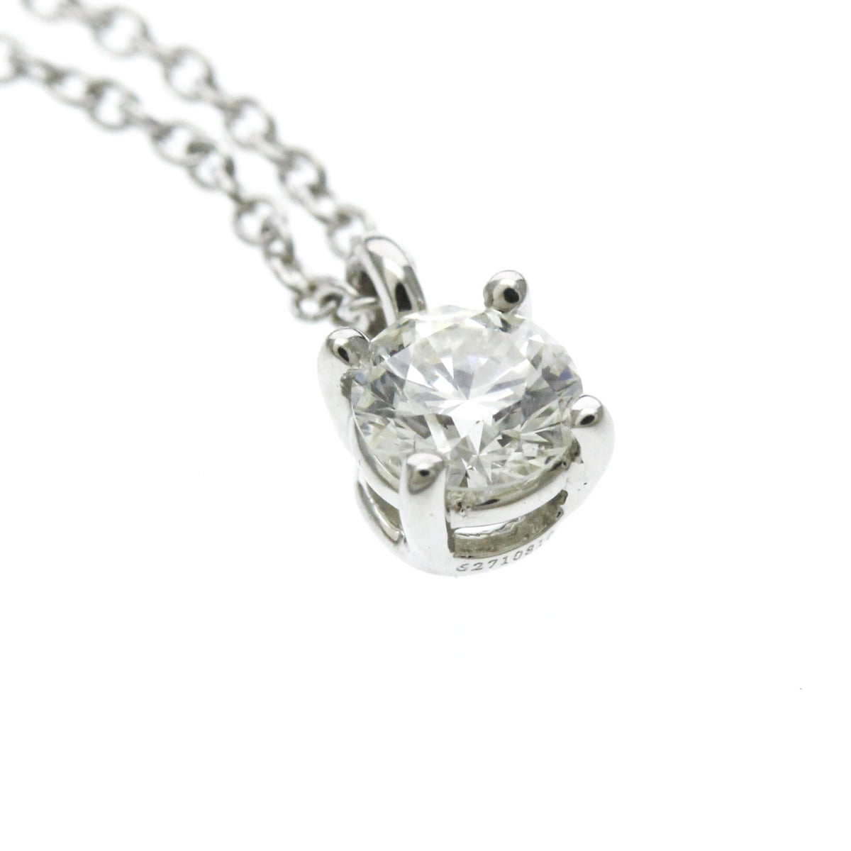 Tiffany & Co. Solitaire Pendant Platinum With Emerald Cut Diamond Silver Platinum Necklace Jewelry (Pre-Owned)
