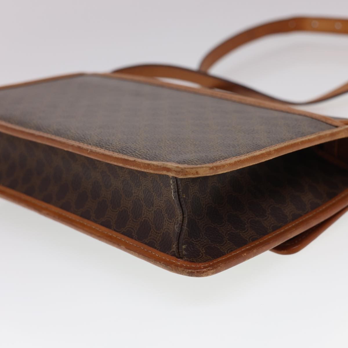 Celine Vintage Macadam Canvas And Leather Brown Canvas Shoulder Bag Bag (Pre-Owned)