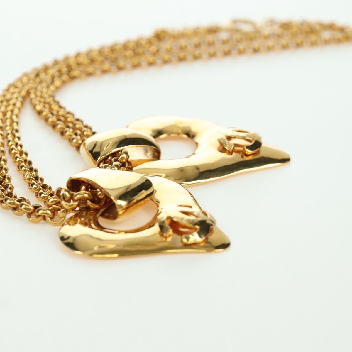 Chanel Vintage Cc Heart Pendant Long Metal Gold Metal Necklace Jewelry (Pre-Owned)