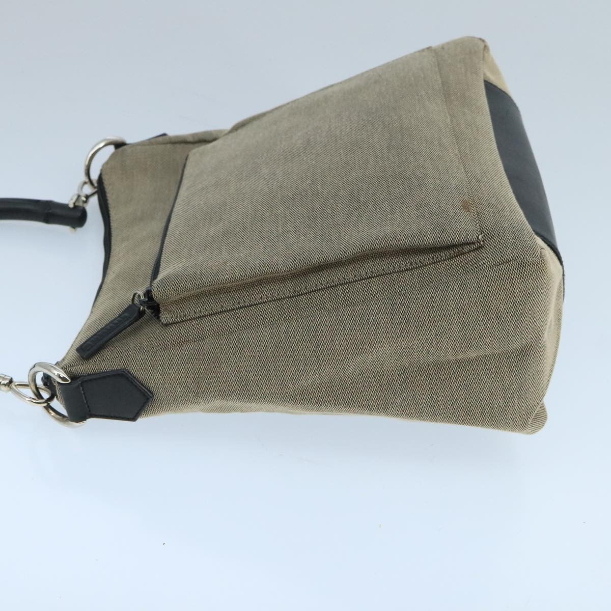 Gucci Vintage Bamboo Shoulder Canvas Beige Canvas Shoulder Bag Bag (Pre-Owned)