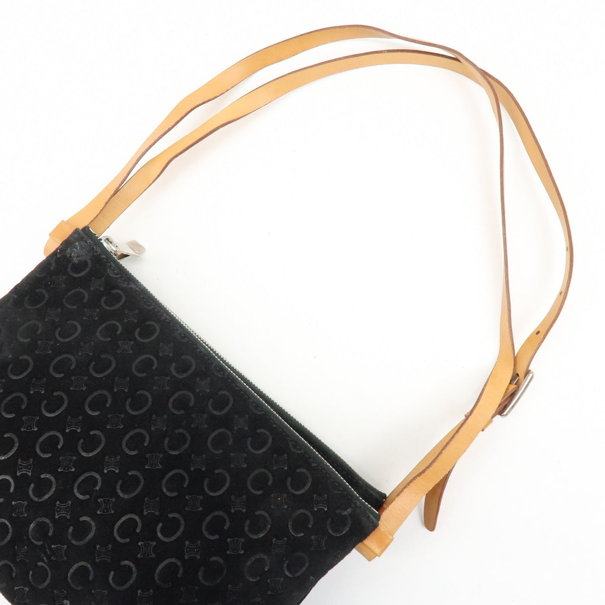 Celine C Macadam Shoulder Suede Black Suede Handbag (Pre-Owned)