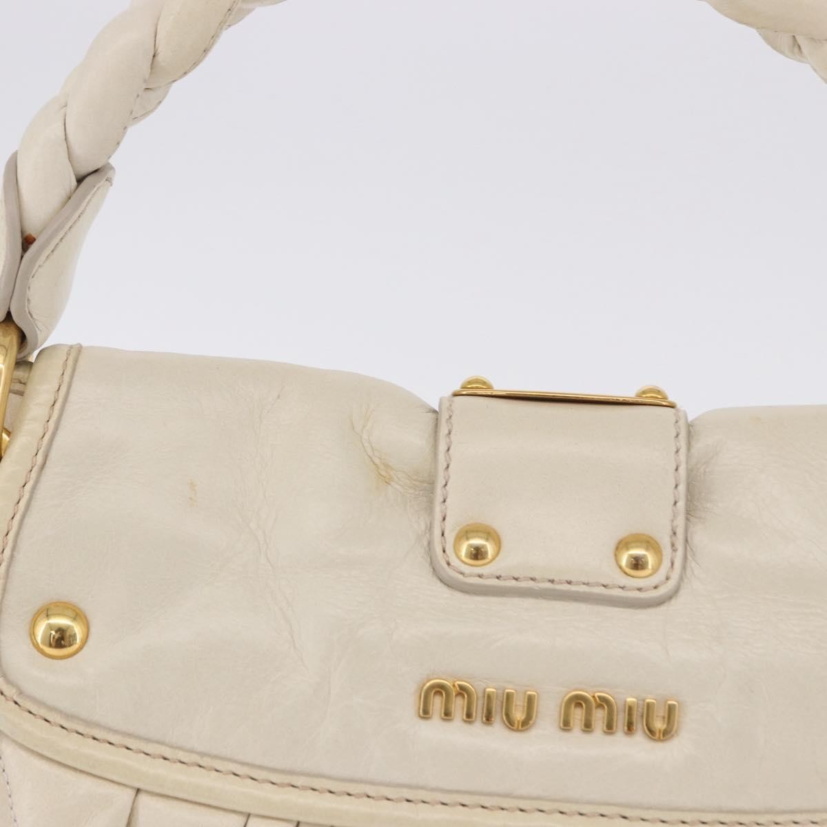 Miu Miu Coffer Hobo Matelasse Leather Beige Leather Handbag (Pre-Owned)