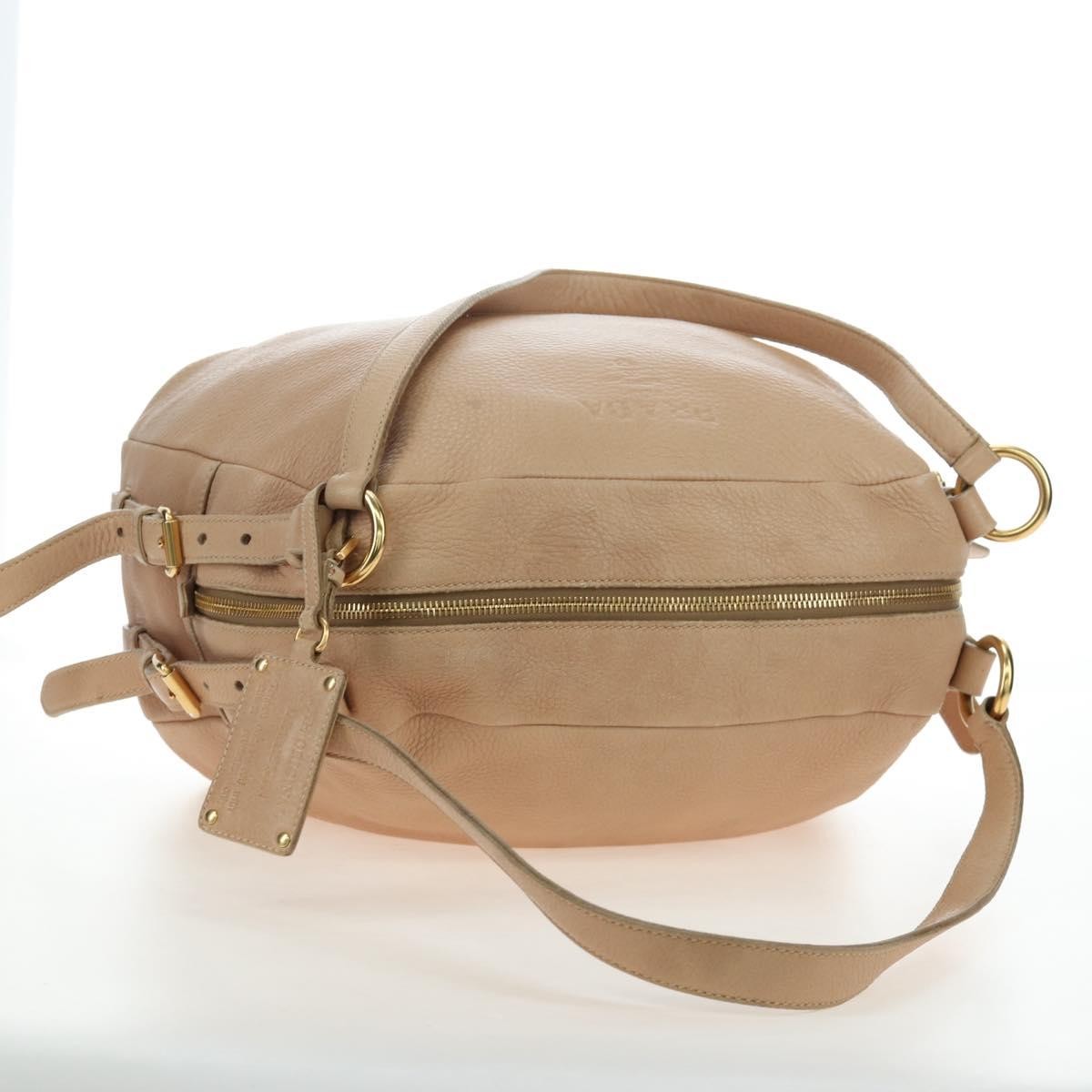 Prada Tote Leather Beige Leather Tote Bag Bag (Pre-Owned)