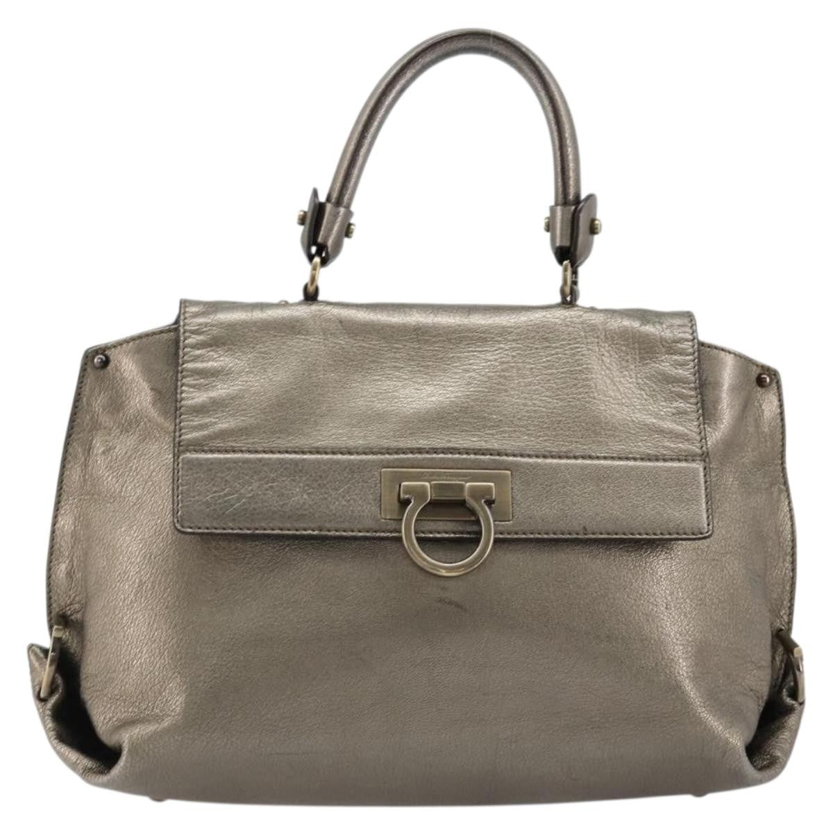 Salvatore Ferragamo Sofia Satchel Leather Silver Leather Handbag (Pre-Owned)