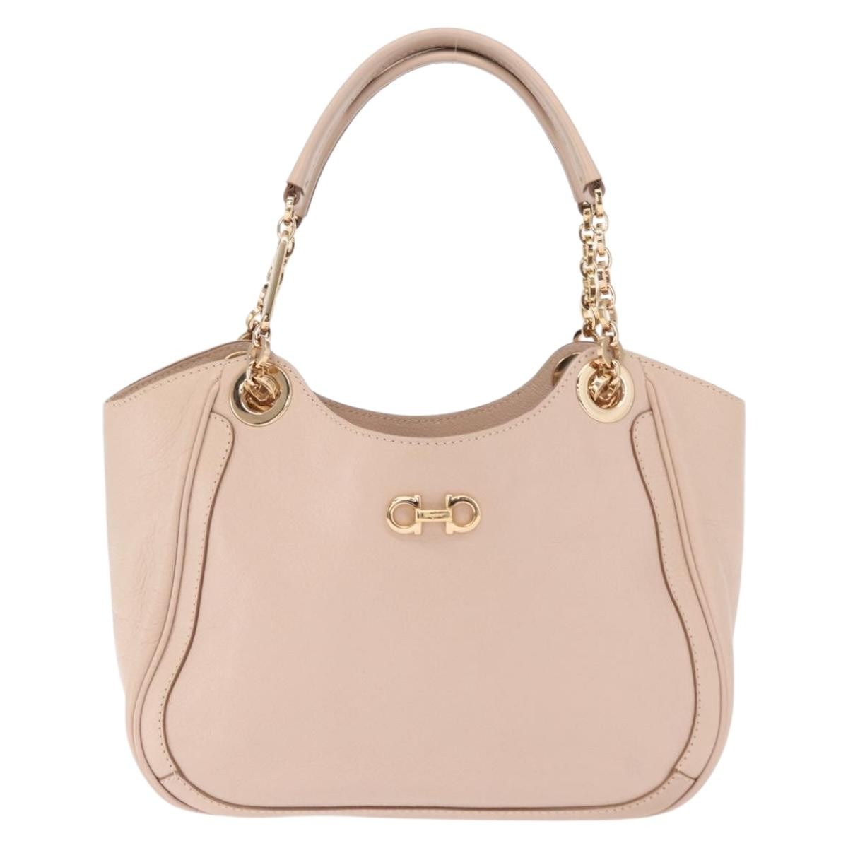 Salvatore Ferragamo Betulla Chain Tote Leather Pink Leather Handbag (Pre-Owned)