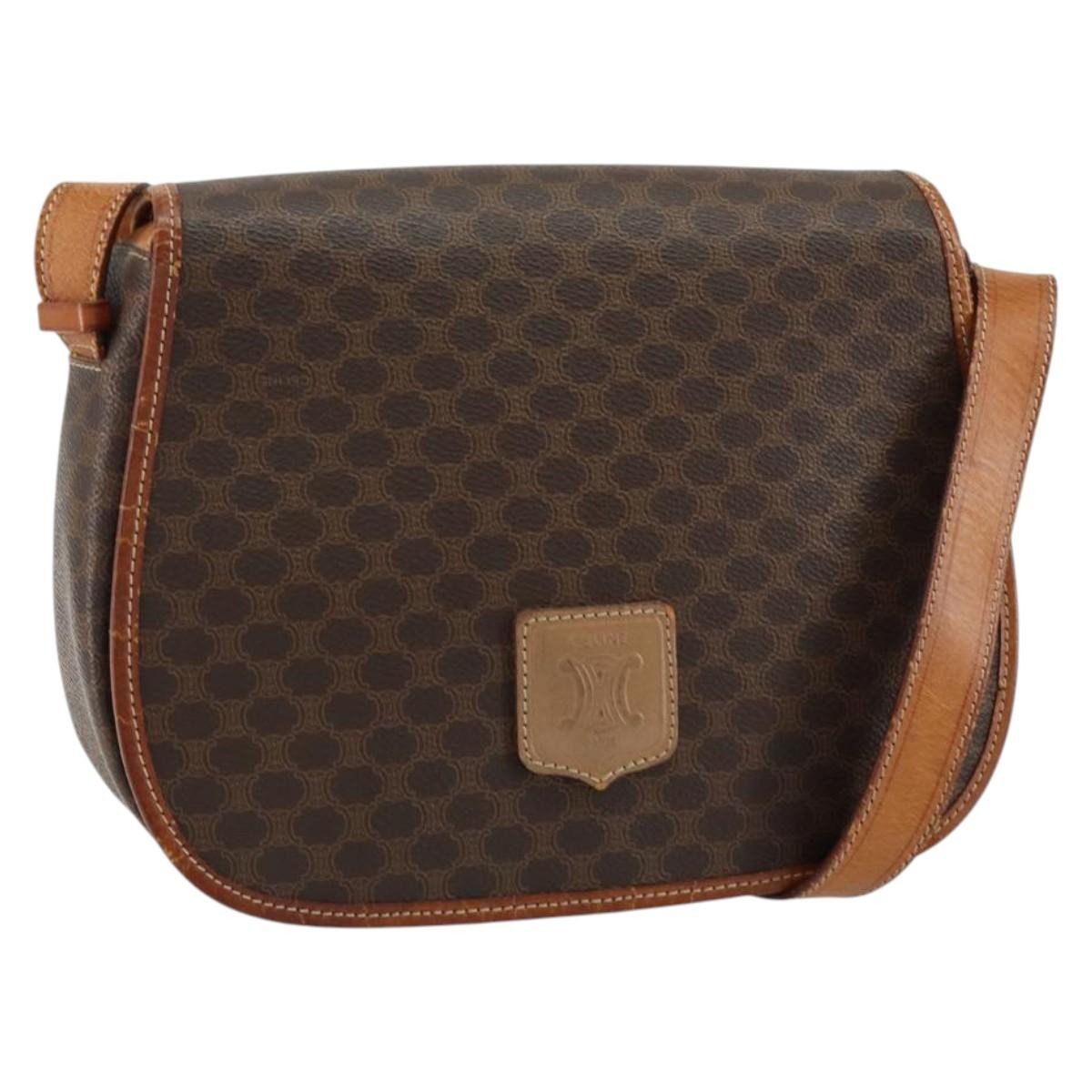 Celine Macadam Shoulder Pvc Leather Brown Canvas Shoulder Bag Bag (Pre-Owned)