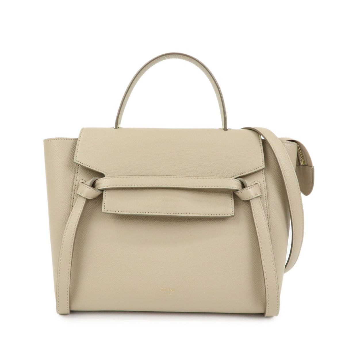 Celine Belt Textured Leather Beige Leather Handbag (Pre-Owned)