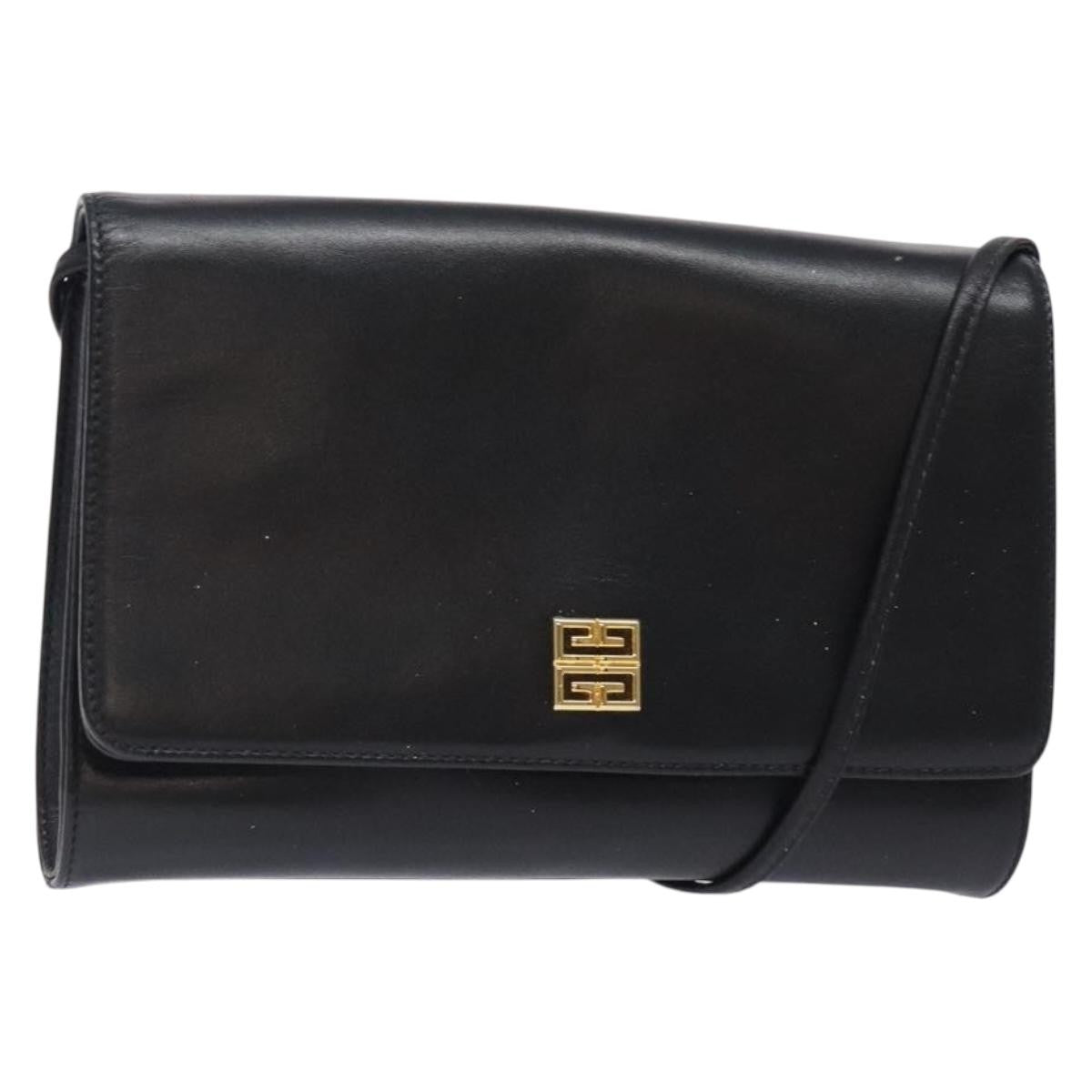 Givenchy Vintage 4G Leather Black Leather Shoulder Bag Bag (Pre-Owned)