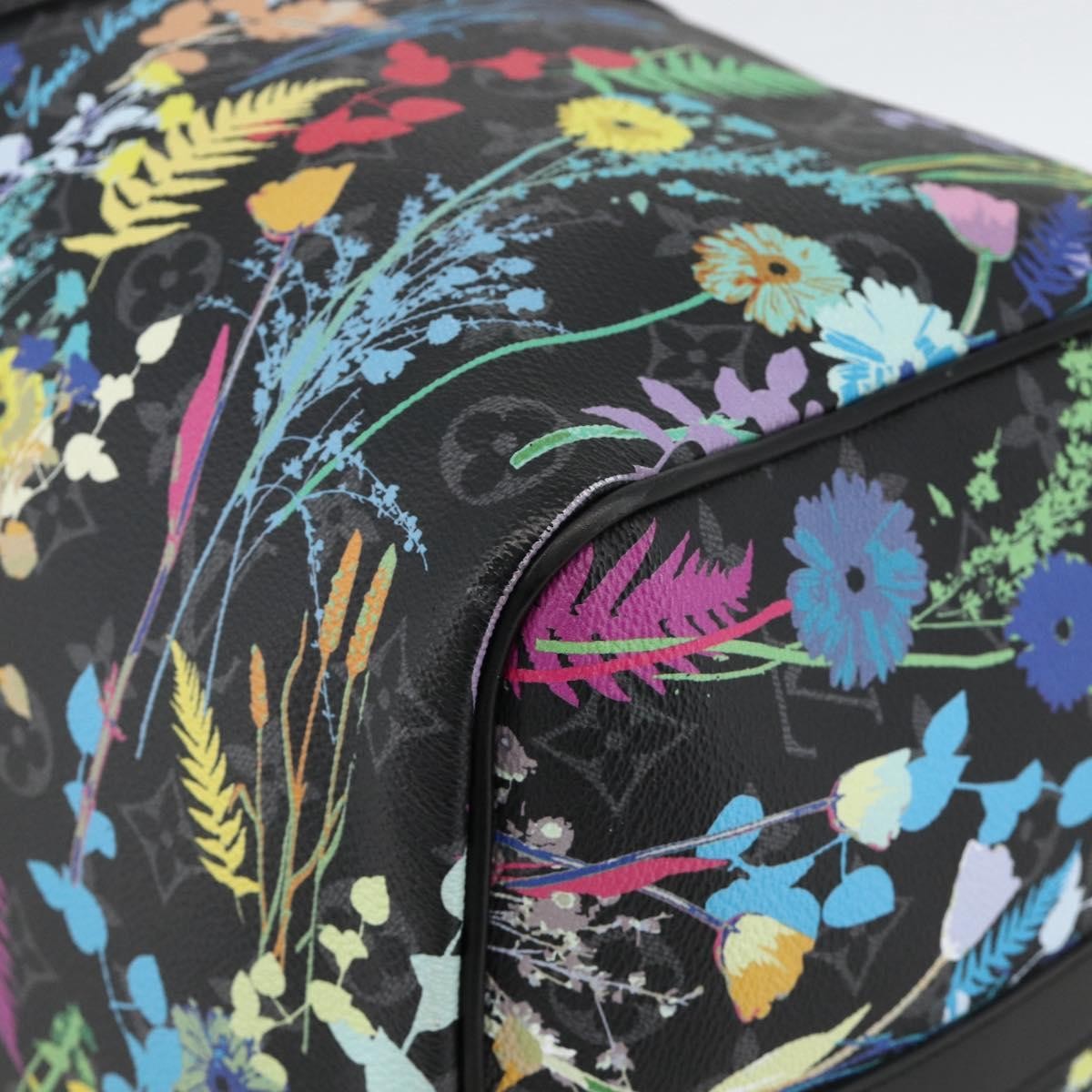 Louis Vuitton Keepall Bandouliere Limited Edition Foliage Monogram Eclipse Black Canvas Travel Bag Bag (Pre-Owned)