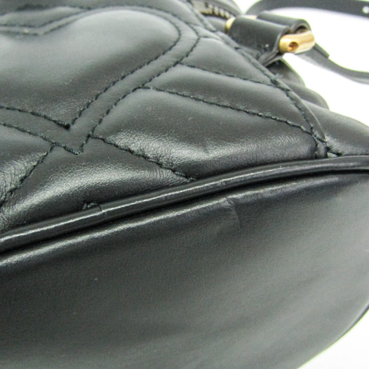 Gucci Gg Marmont Vanity Matelasse Leather Black Leather Backpack Bag (Pre-Owned)