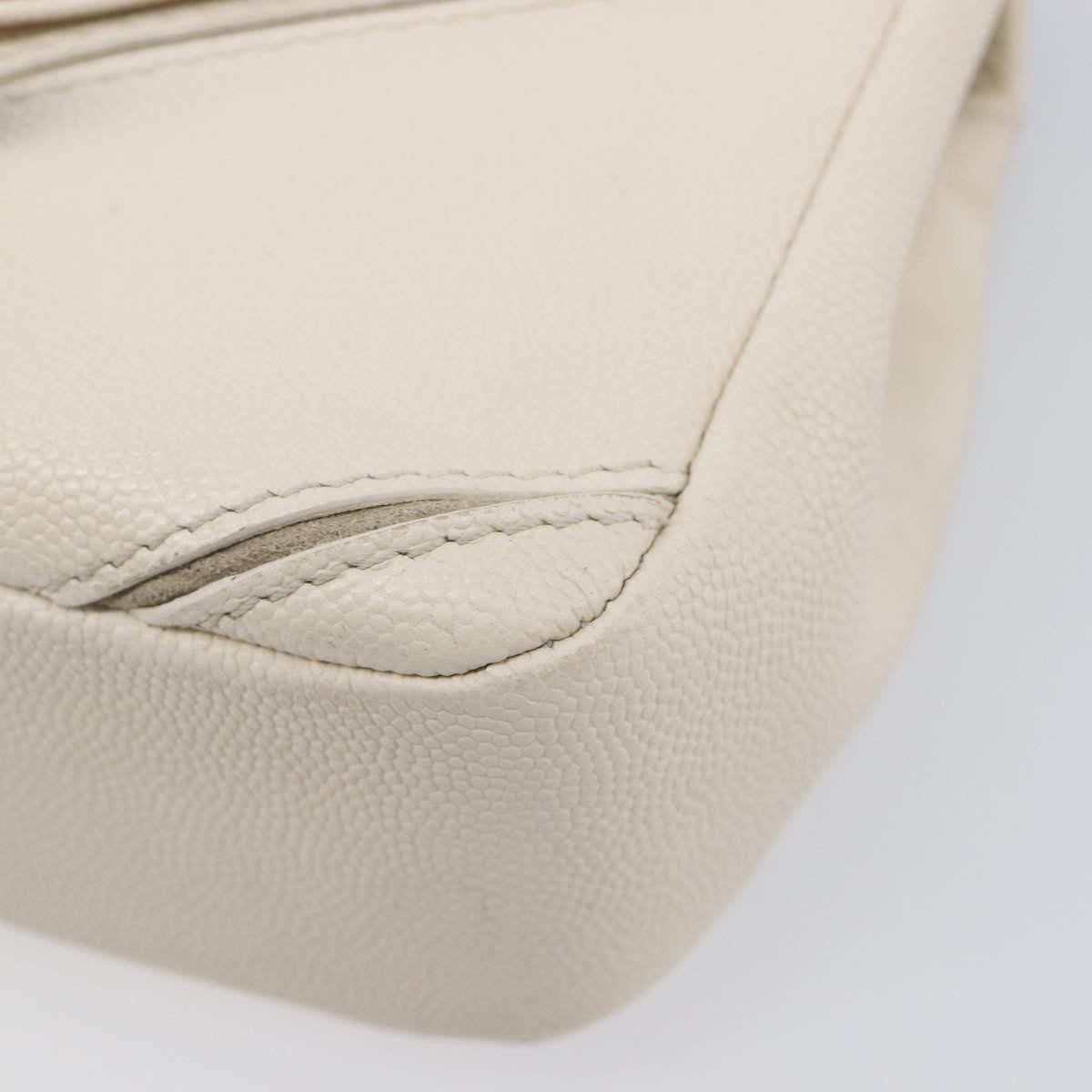 Chanel Macro Flap Chevron Caviar White Calfskin Shoulder Bag Bag (Pre-Owned)