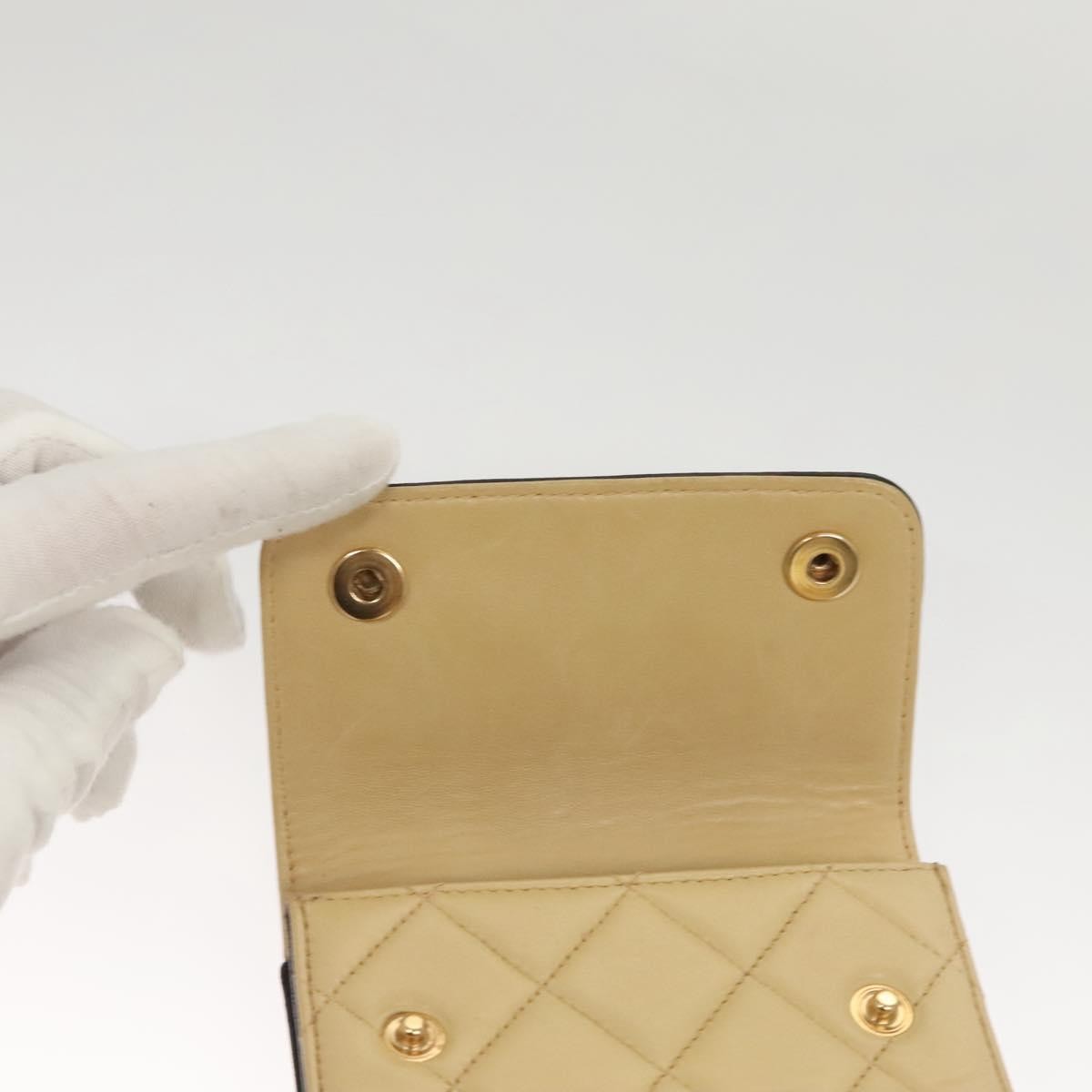 Chanel Vintage Button Waist Quilted Lambskin Beige Leather Handbag (Pre-Owned)