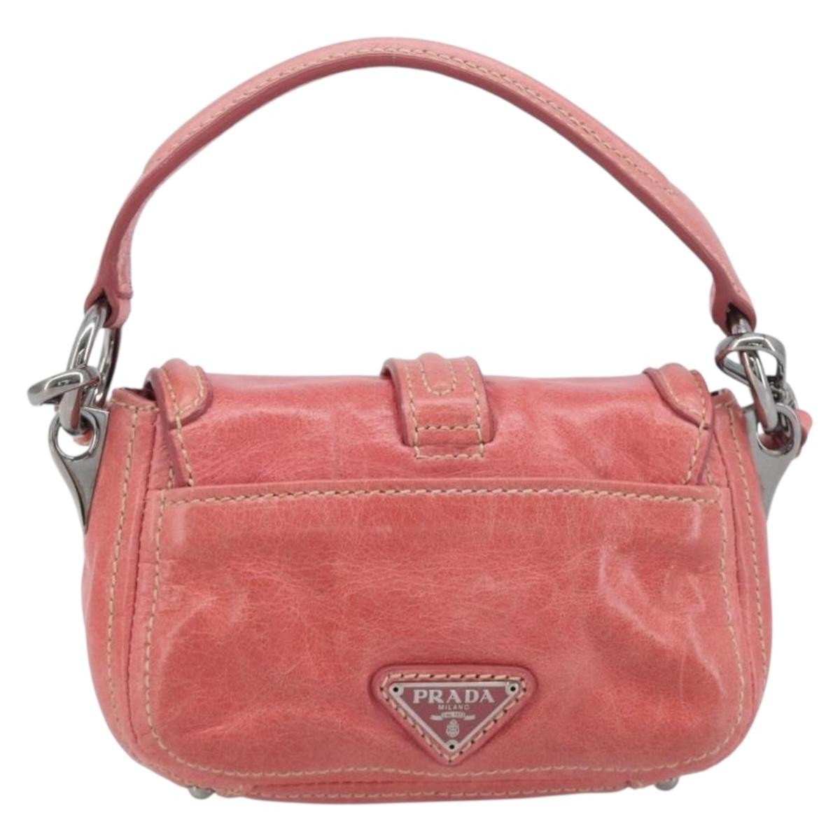 Prada Turnlock Flap Soft Calf Pink Leather Shoulder Bag Bag (Pre-Owned)