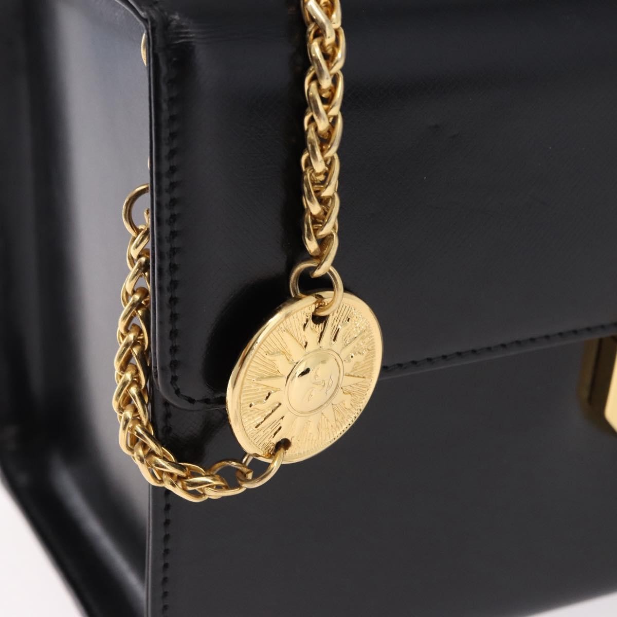 Versace Vintage Leather Black Leather Handbag (Pre-Owned)