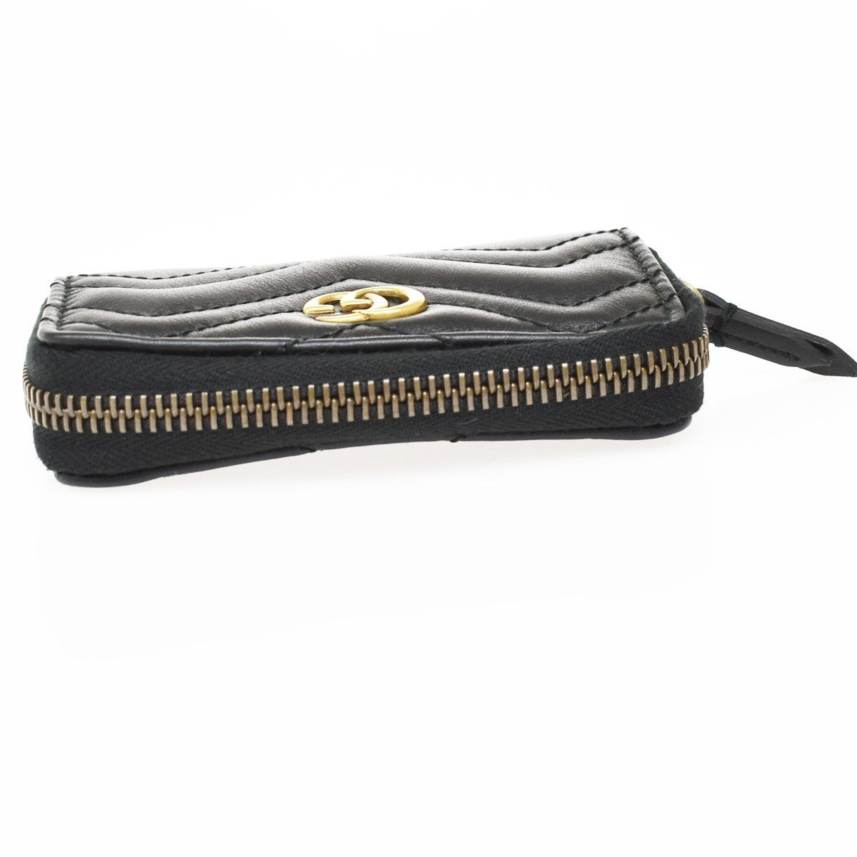 Gucci Gg Marmont Zip Around Matelasse Leather Black Leather Wallets Accessory (Pre-Owned)