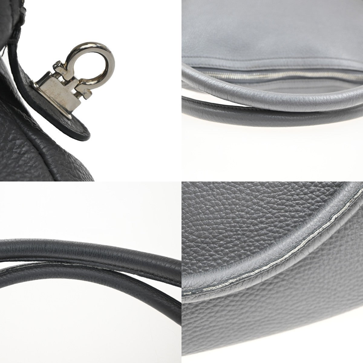 Salvatore Ferragamo Bonaria Satchel Leather Gray Leather Handbag (Pre-Owned)