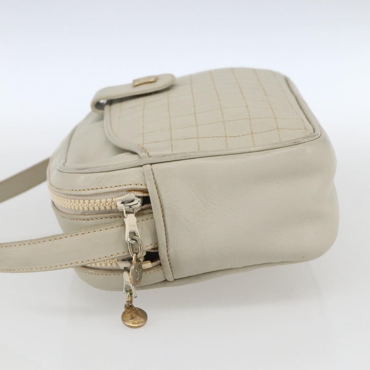 Celine Vintage Leather White Leather Shoulder Bag Bag (Pre-Owned)