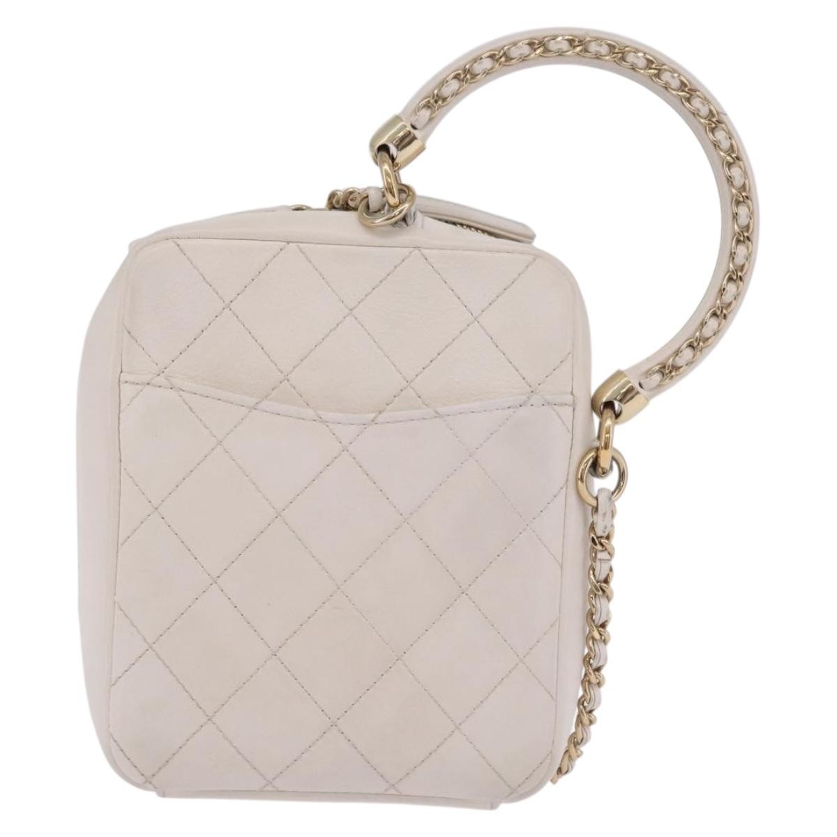 Chanel Zip Around Phone Case With Chain Quilted Lambskin White Leather Crossbody Bag Bag (Pre-Owned)