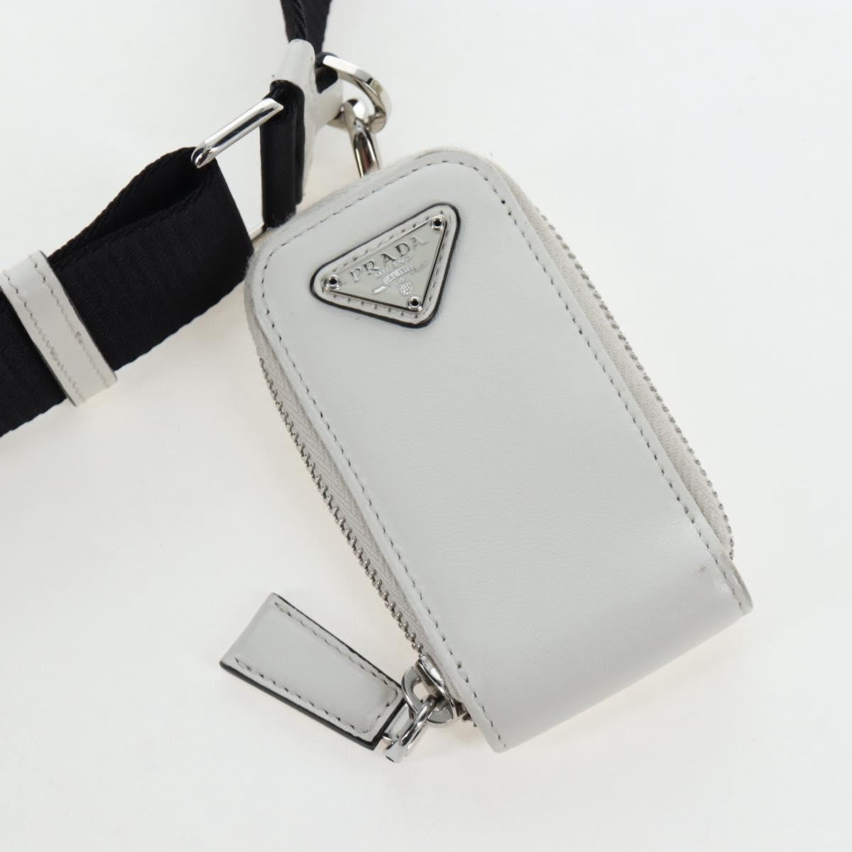 Prada Triangle Logo Wristlet Embossed Leather White Leather Clutche & Pouche Bag (Pre-Owned)