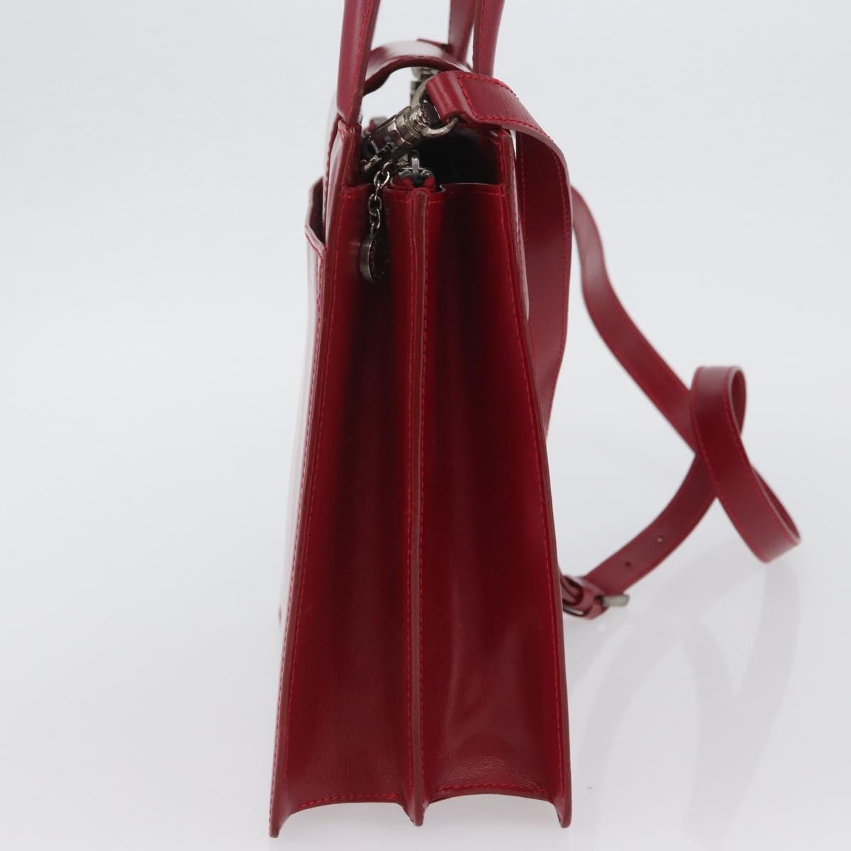 Bvlgari Top Handle Leather Red Leather Handbag (Pre-Owned)
