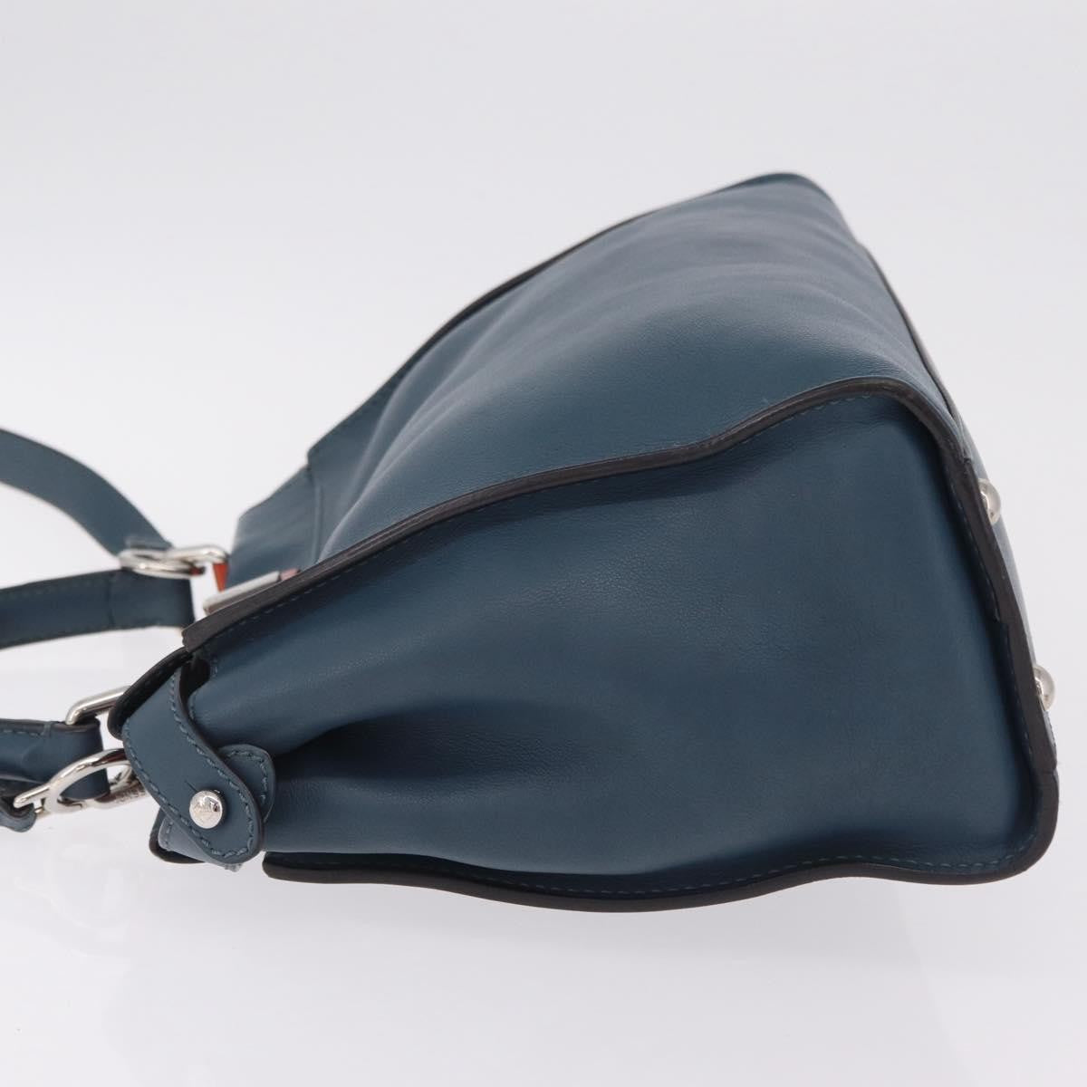 Fendi Peekaboo Ruffled Leather Blue Leather Handbag (Pre-Owned)