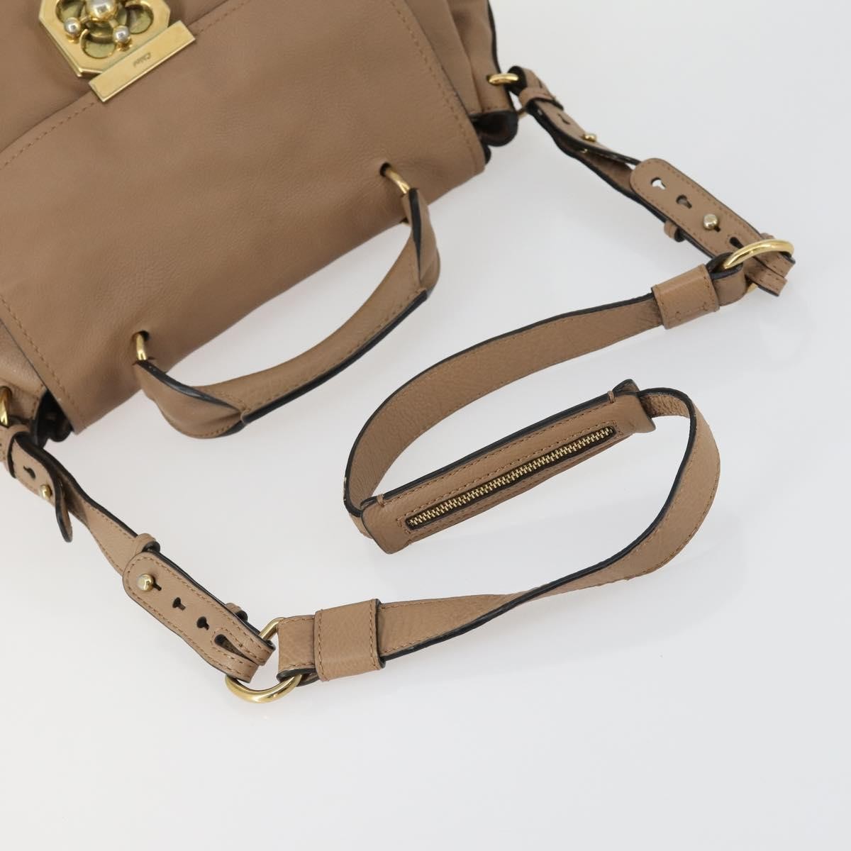 Chloe Elsie Convertible Satchel Leather Beige Leather Handbag (Pre-Owned)