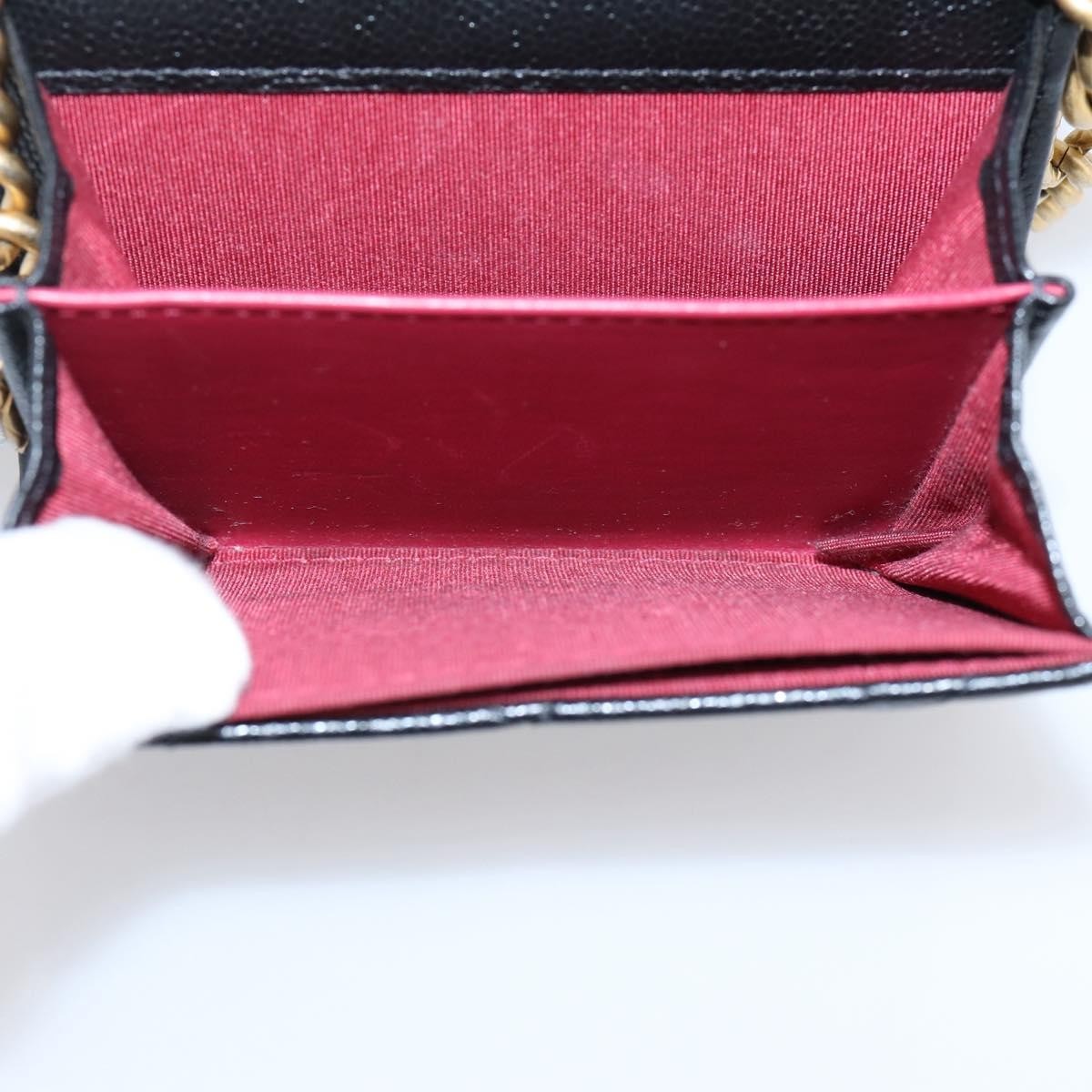 Chanel Plate Logo Cc Flap Card Holder On Chain Quilted Caviar Black Leather Clutche & Pouche Bag (Pre-Owned)
