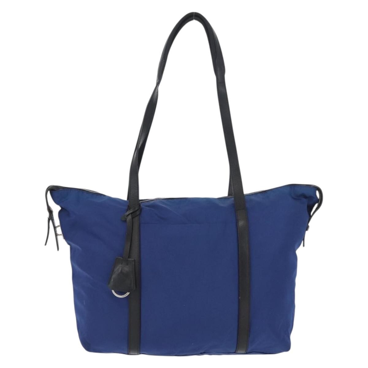 Prada Vintage Tote Tessuto Blue Nylon Tote Bag Bag (Pre-Owned)