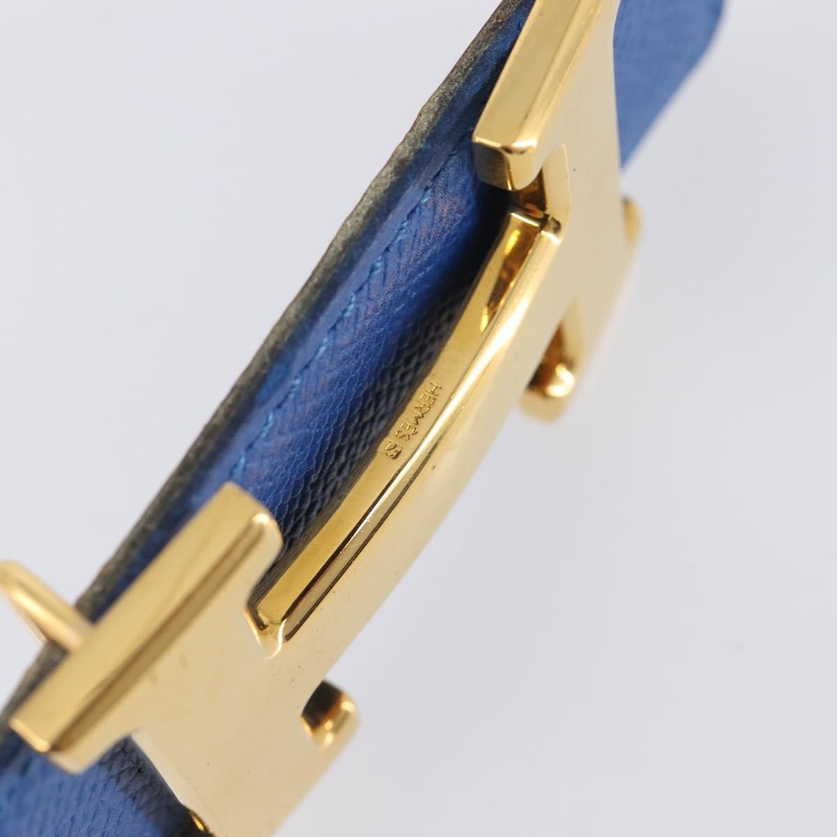 Hermes Constance Reversible Belt Leather Blue Leather Belts Accessory (Pre-Owned)