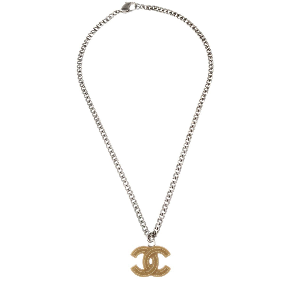 Chanel Vintage Cc Pendant Metal Silver Silver_Plated Necklace Jewelry (Pre-Owned)
