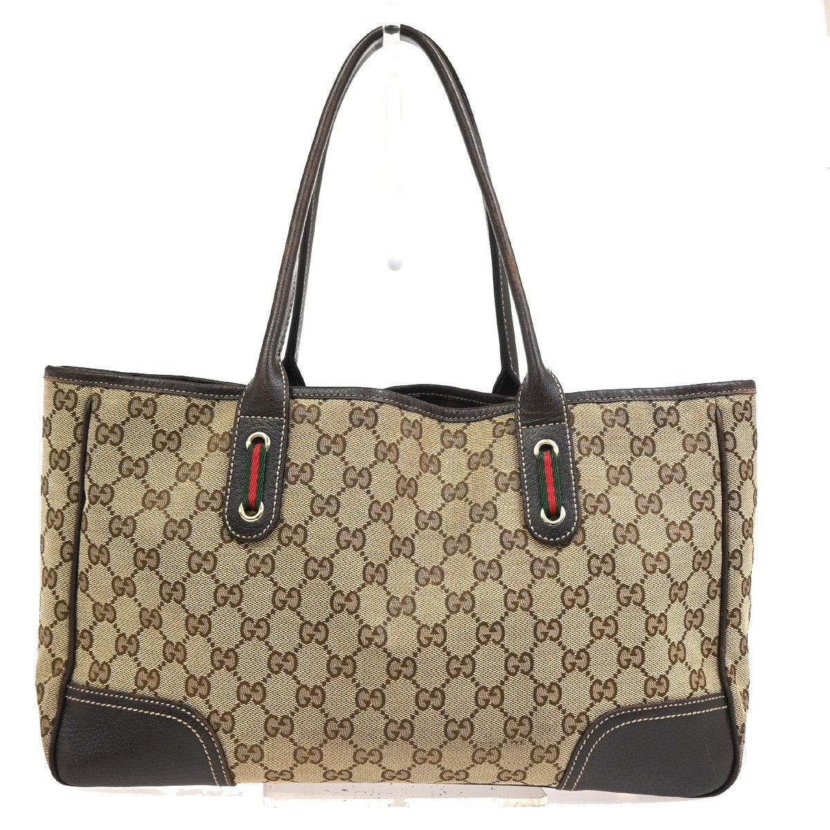 Gucci Princy Tote Gg Canvas And Leather Brown Canvas Tote Bag Bag (Pre-Owned)